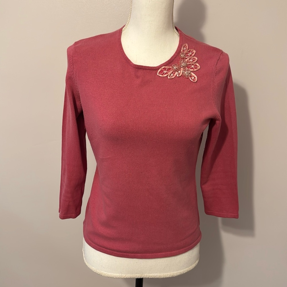 Ann Taylor 3/4 Sleeves top with bead detail